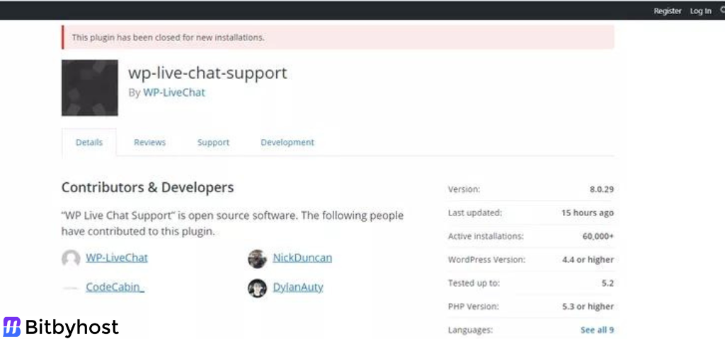 Wordpress Live Chat Support Plugin Suspended